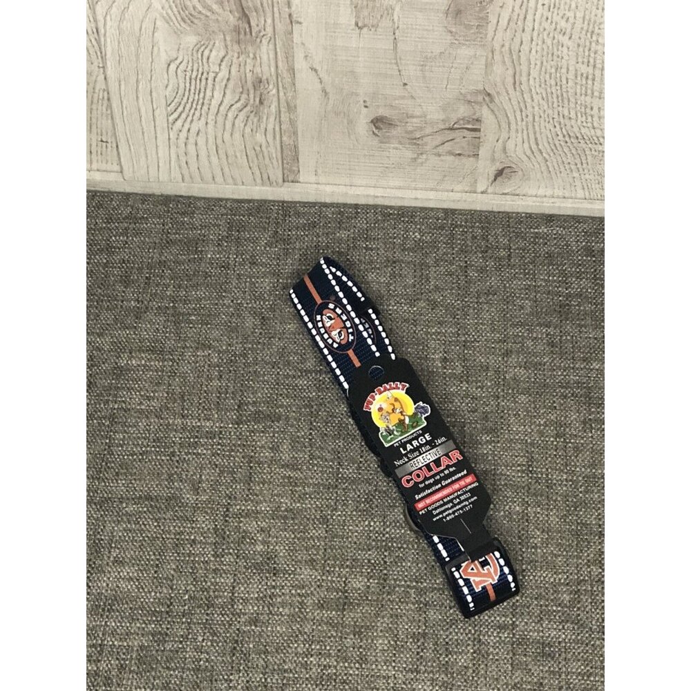 Pup Rally Dog Collar Size Large Official NCAA Auburn Tigers Reflective